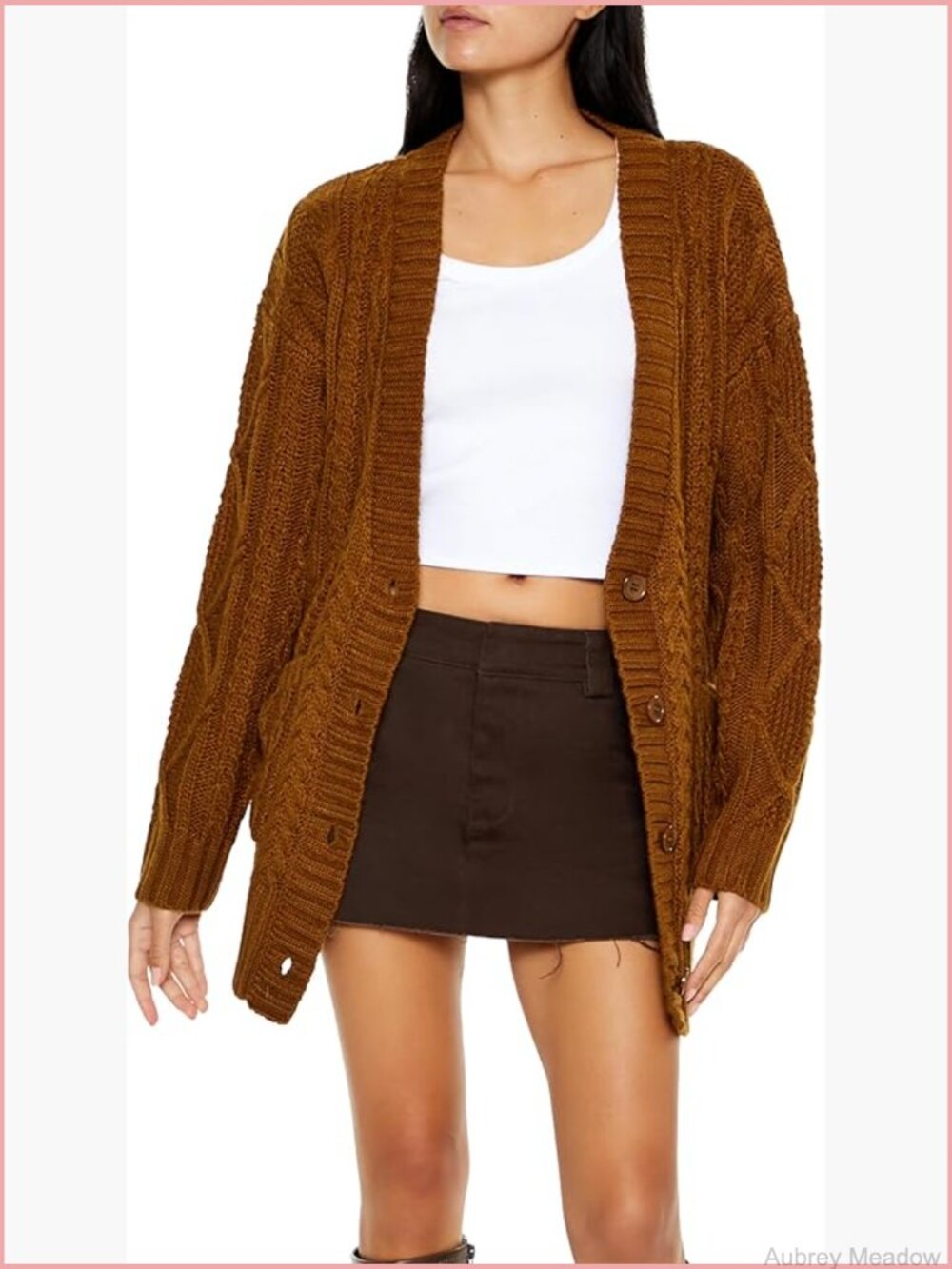Chunky Knit Cardigan Sweater with Button Front and Pockets